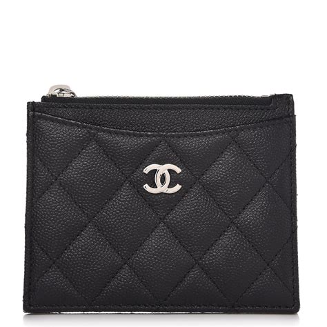 chanel card case with zipper|chanel caviar quilted card holder.